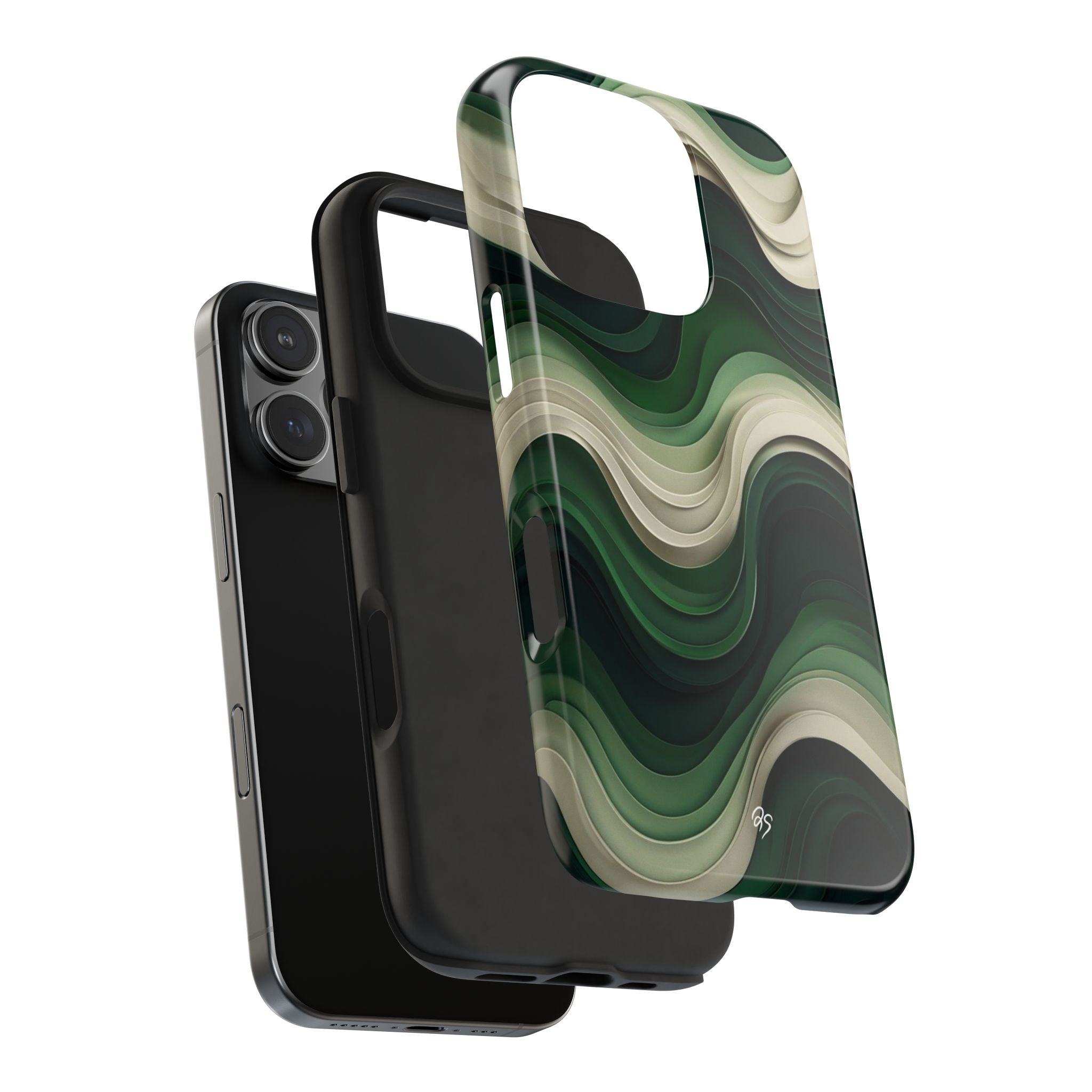 Stylish Tough Phone Case with Green Wave Design- DOSE OF DOS BRAND