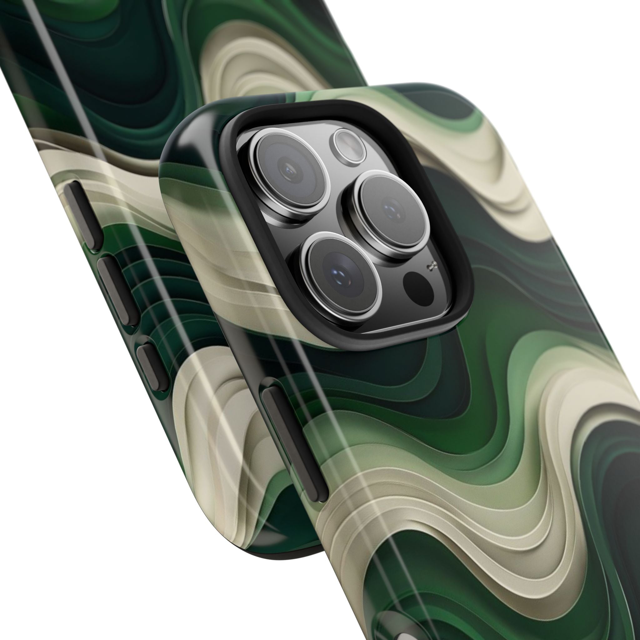 Stylish Tough Phone Case with Green Wave Design- DOSE OF DOS BRAND