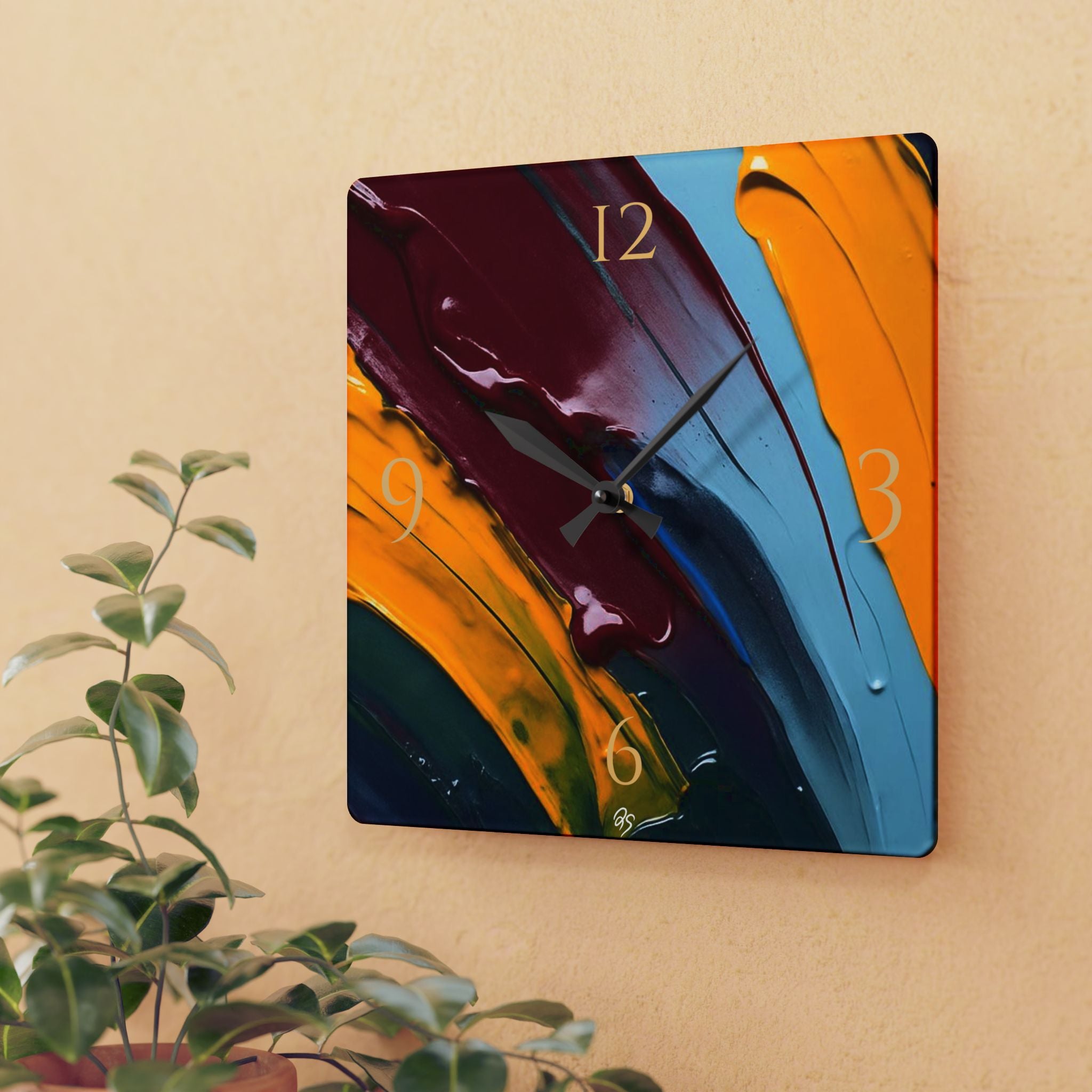 Smeared Paint Acrylic Wall Clock - dose of dos