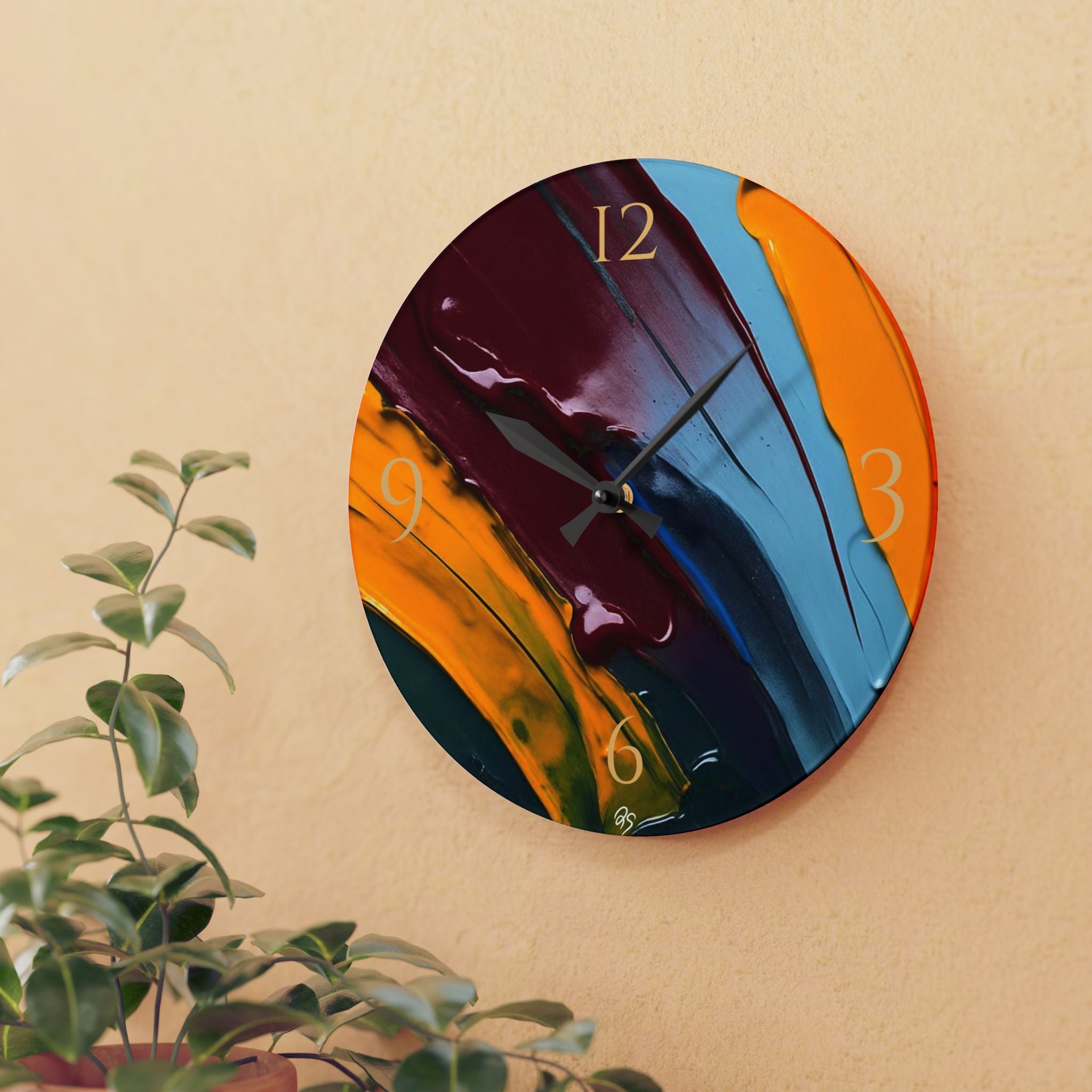 Smeared Paint Acrylic Wall Clock - dose of dos