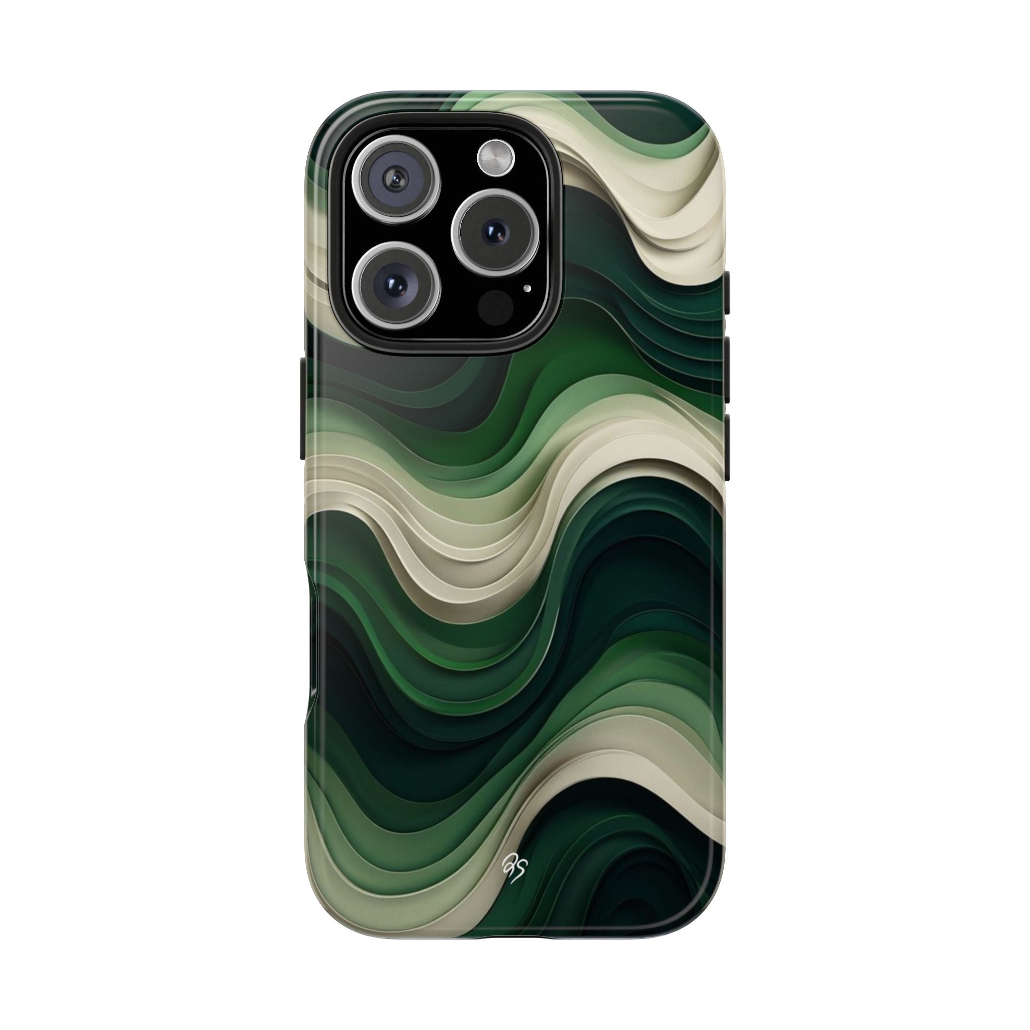 Stylish Tough Phone Case with Green Wave Design- DOSE OF DOS BRAND